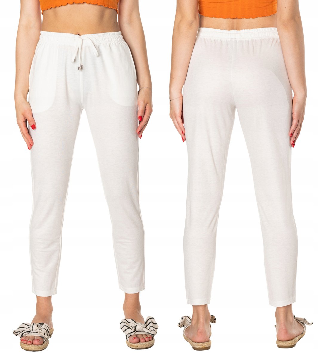 Cienkie Spodnie Damskie Bawełniane Lato 46176-5 M