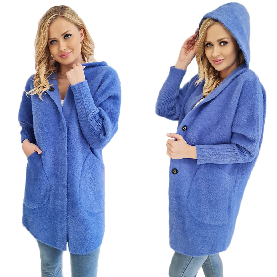ALPAKI PŁASZCZ kurtka WEŁNA JEANS oversize DŁUGI
