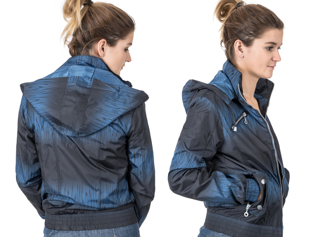 Kurtka Damska Wiatrówka z Kapturem 1505 L niebieska