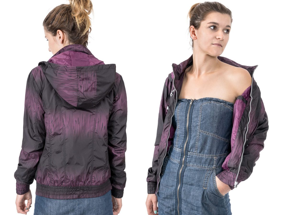 Kurtka Damska Wiatrówka z Kapturem 1505 r L fiolet