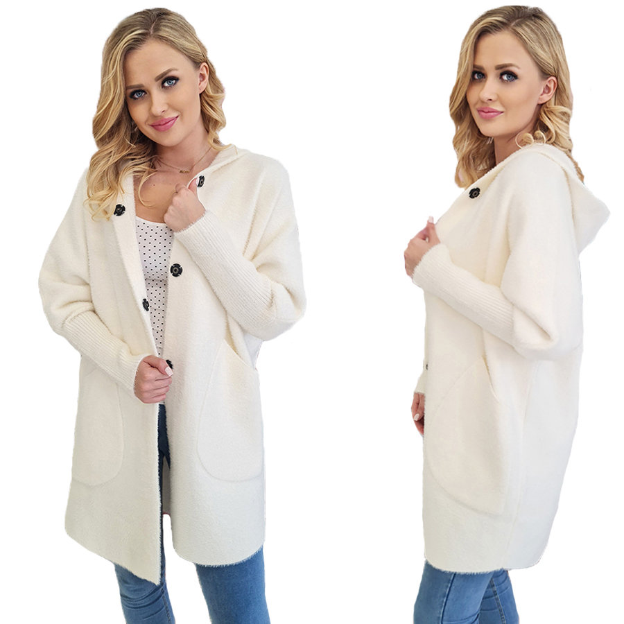 ALPAKI PŁASZCZ kurtka WEŁNA ECRU oversize DŁUGI