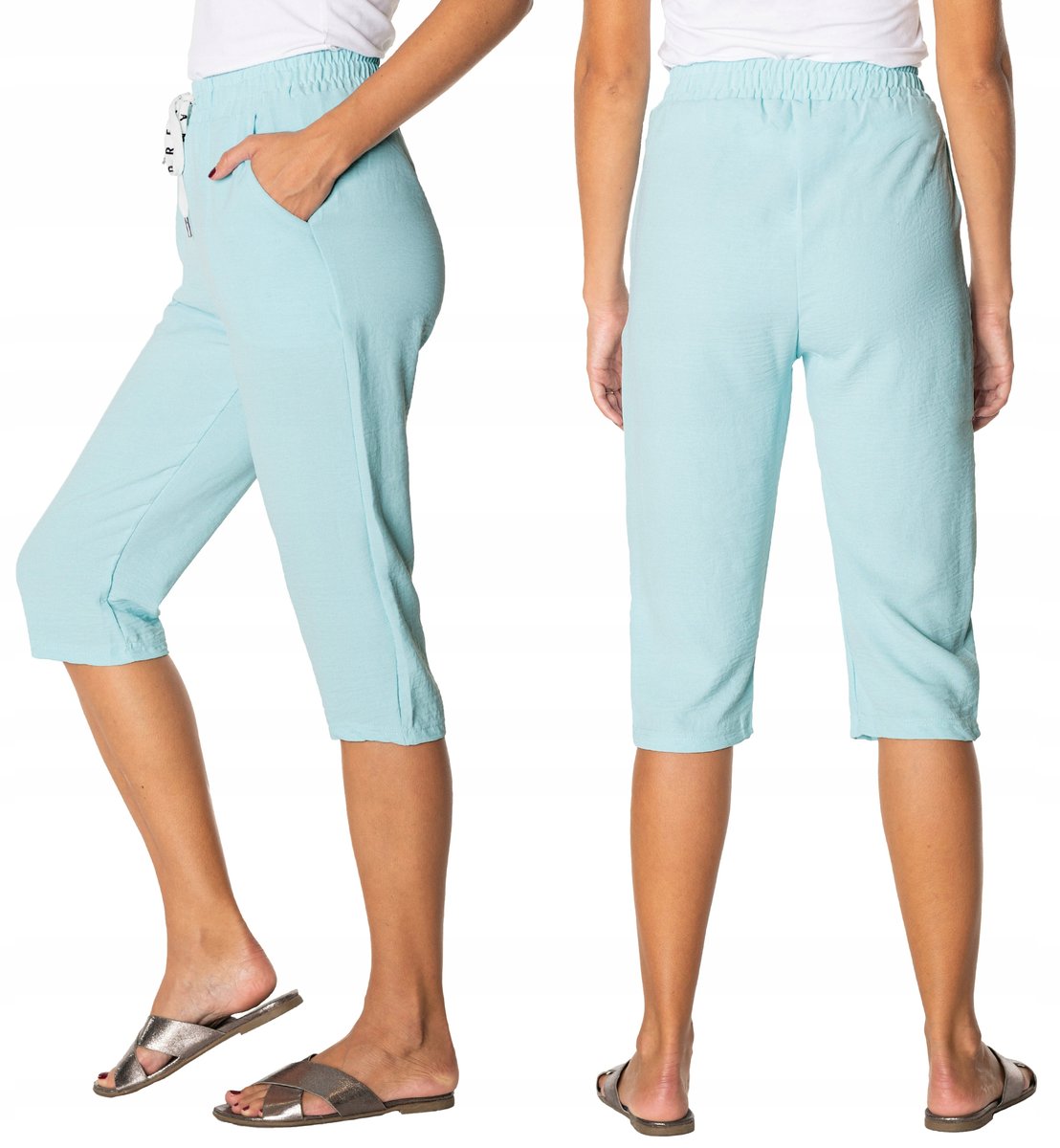 Cienkie Spodnie Damskie Bawełniane Lato 7701-2 M