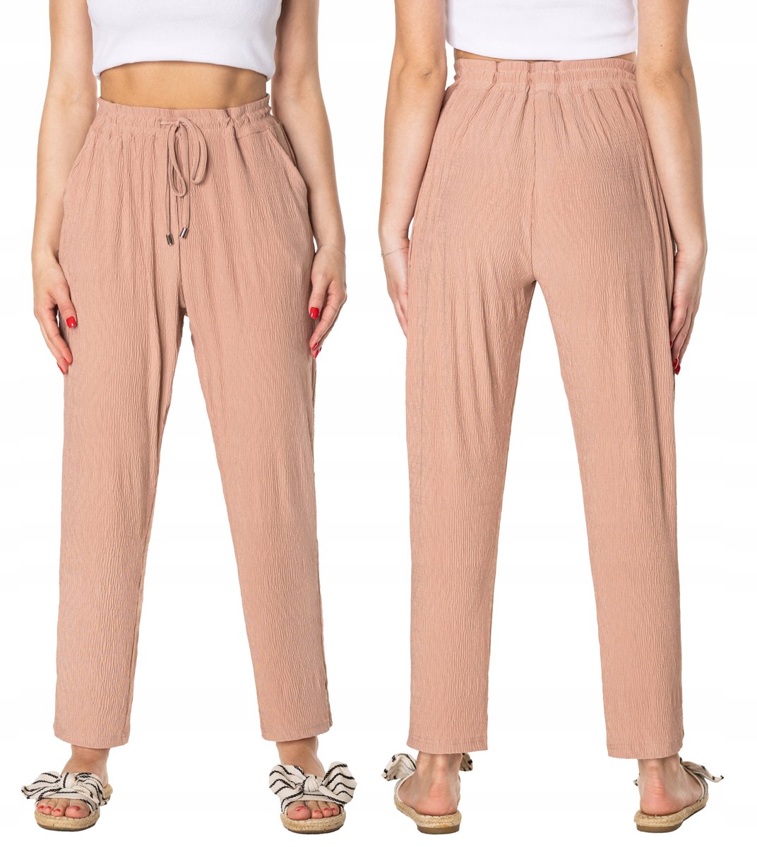 Cienkie Spodnie Damskie Bawełniane Lato 46131-3 XL