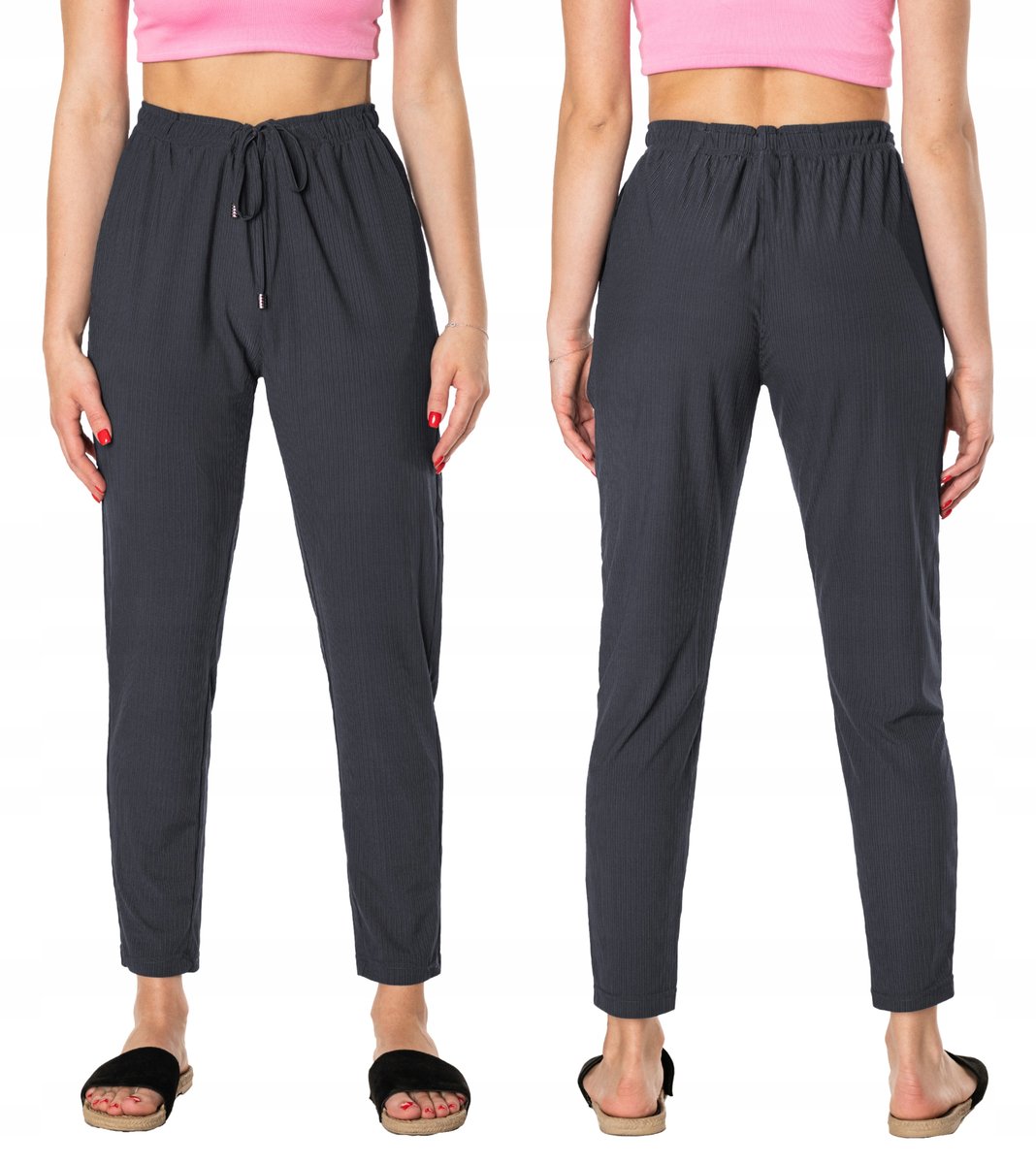 Cienkie Spodnie Damskie Bawełniane Lato 46129-4 L