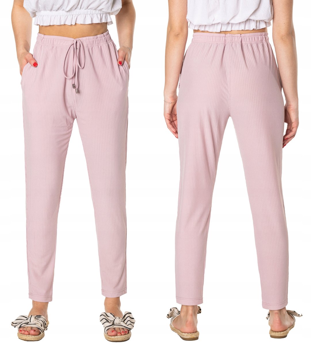 Cienkie Spodnie Damskie Bawełniane Lato 46129-3 L