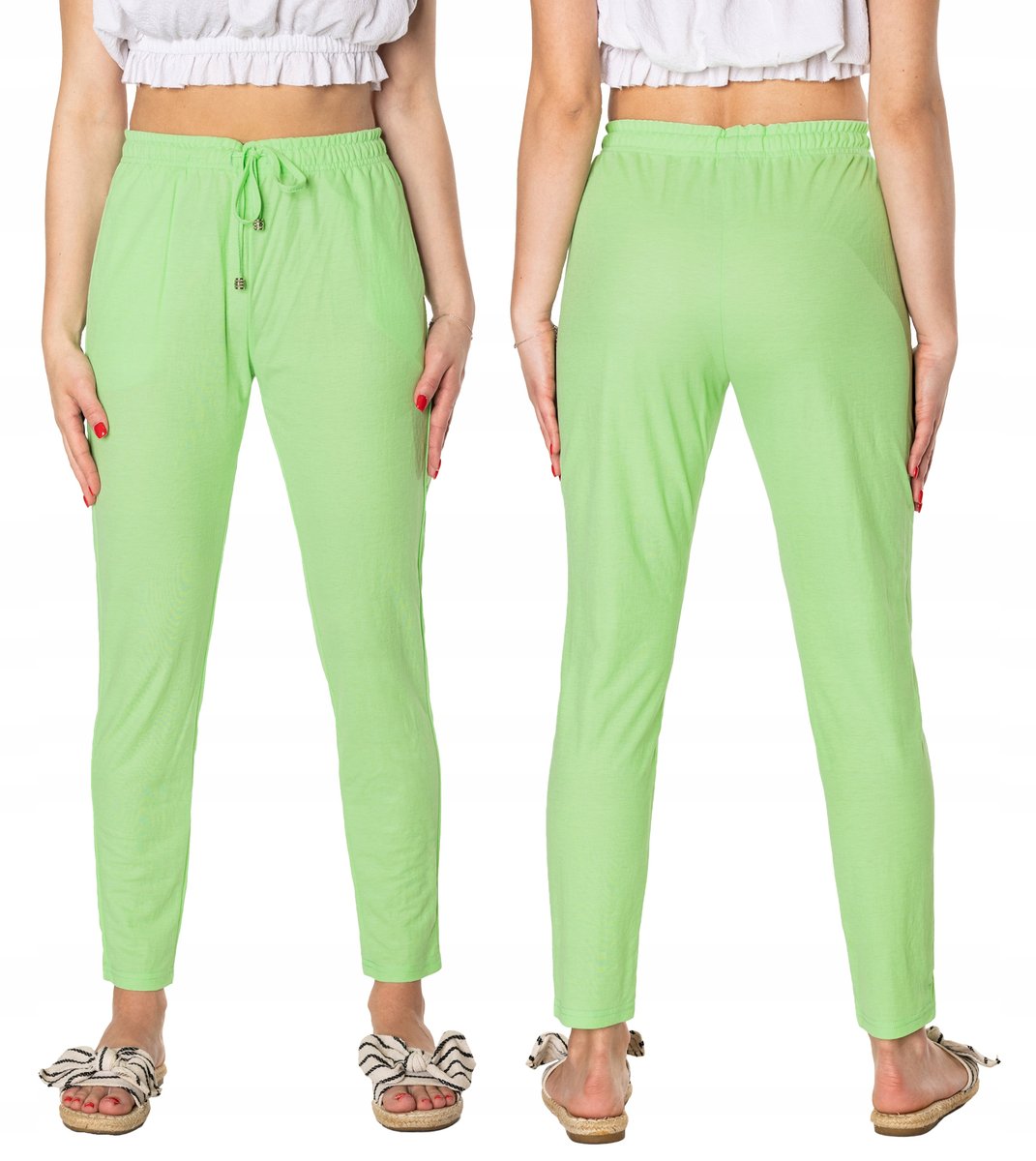 Cienkie Spodnie Damskie Bawełniane Lato 46176-2 M