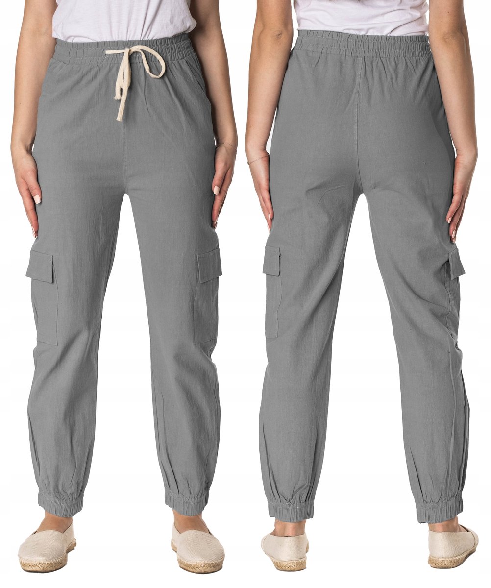 Cienkie Spodnie Damskie Bawełniane 1996-9 4XL5XL