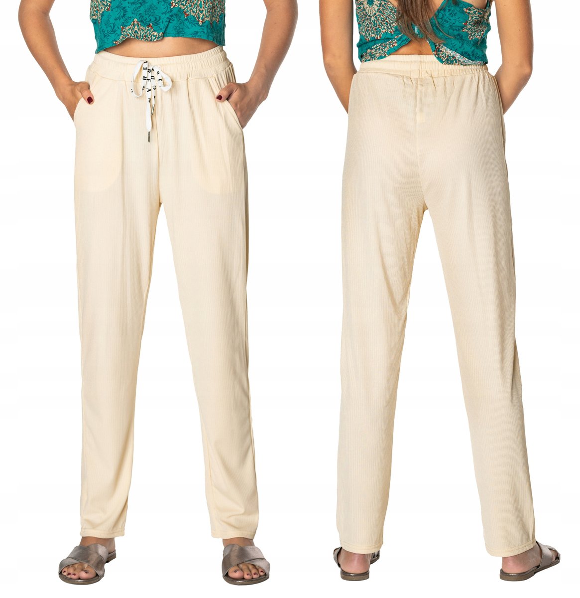 Cienkie Spodnie Damskie Bawełniane 9904-4 5XL/6XL