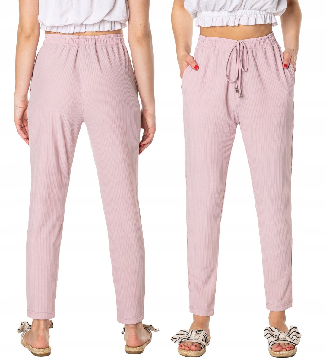 Cienkie Spodnie Damskie Bawełniane Lato 46129-3 M