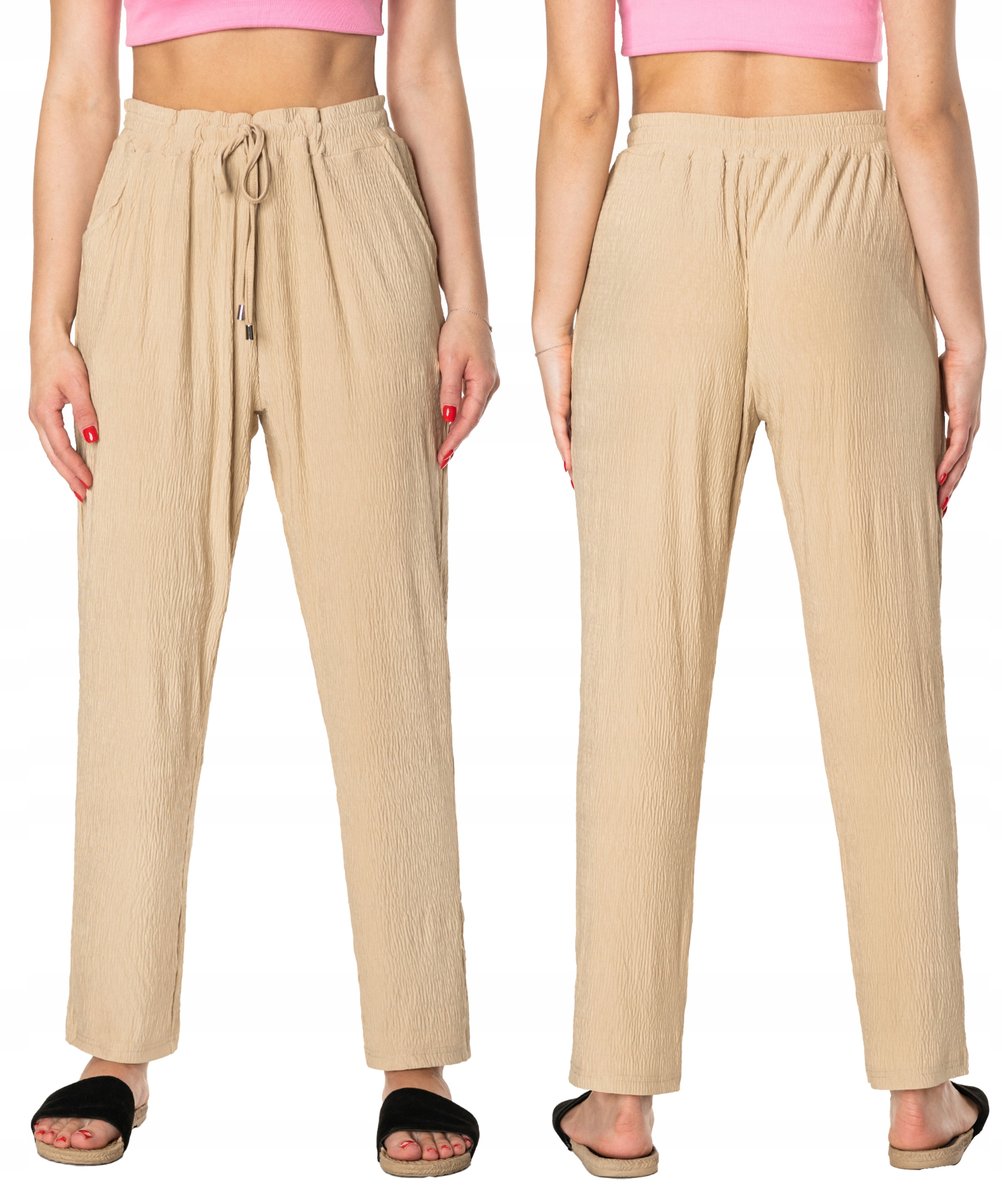 Cienkie Spodnie Damskie Bawełniane Lato 46131-1 XL