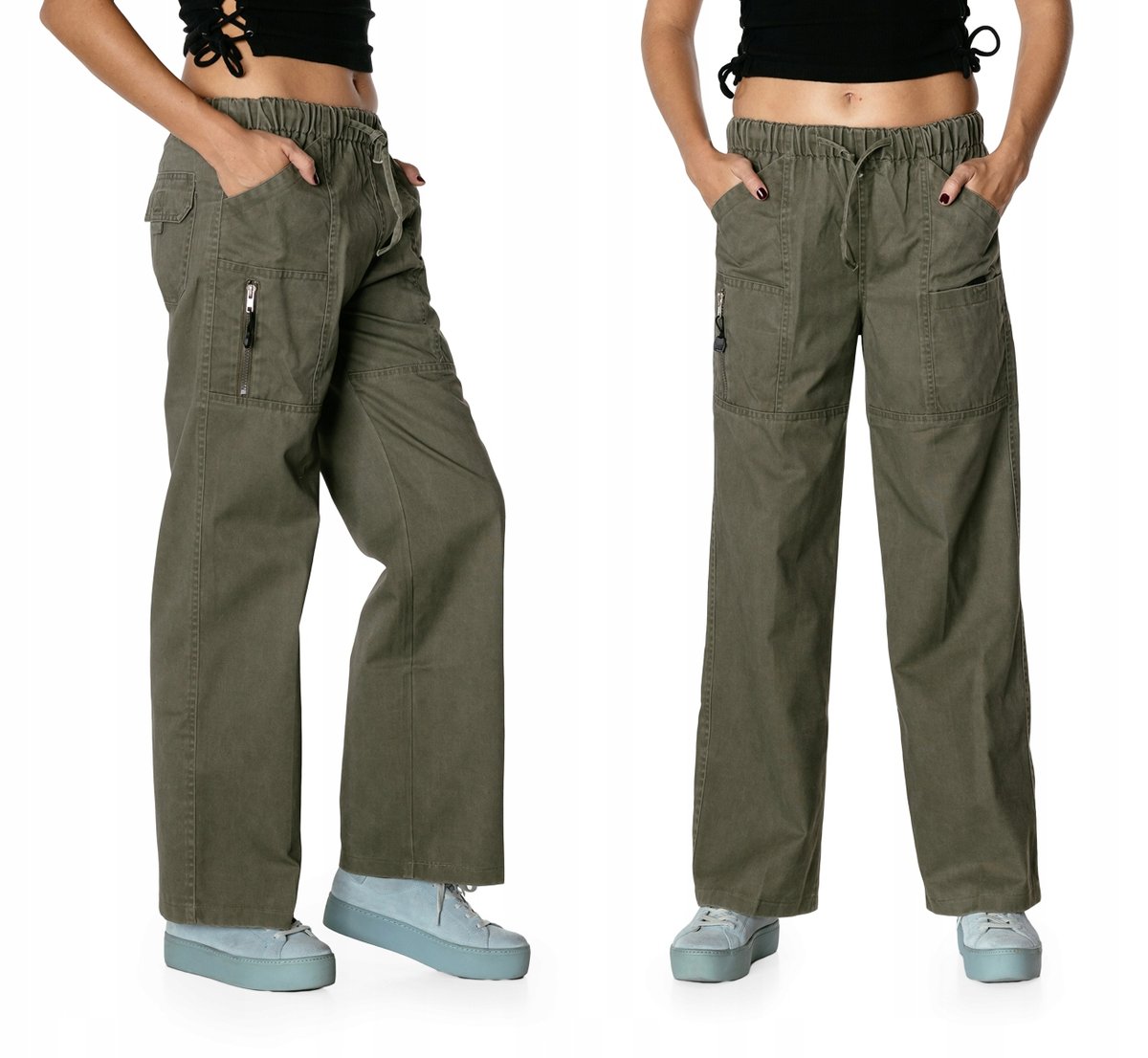 Szerokie Luźne Spodnie Parachute Cargo 10207-3 W29