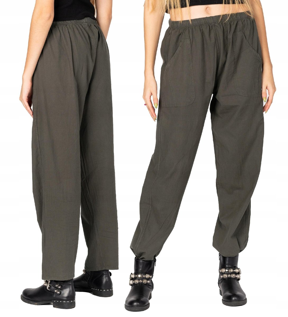 Cienkie Spodnie Damskie Bawełniane Lato 999-04 4XL