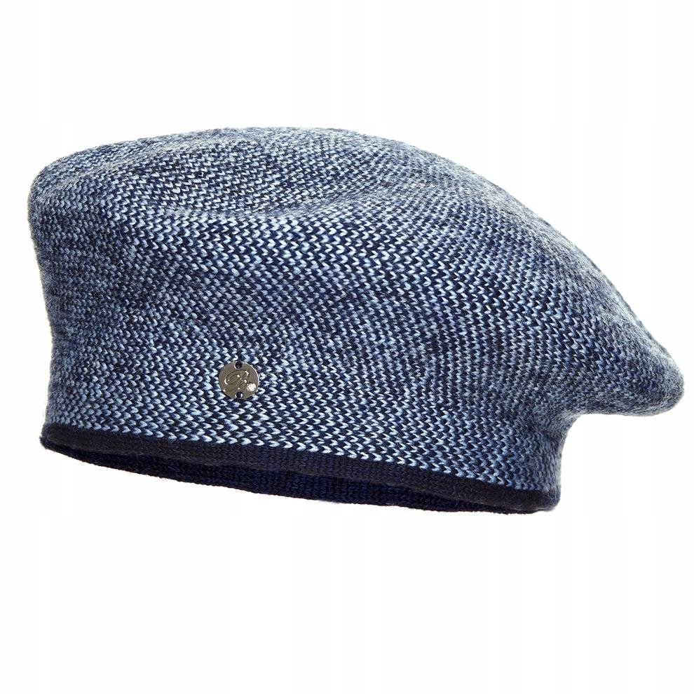 Beret damski CARMELITA Granat/błękit pepitka