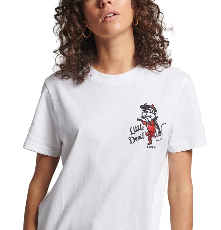 Koszulka damska Superdry Vintage Crossing Lines z nadrukiem-S