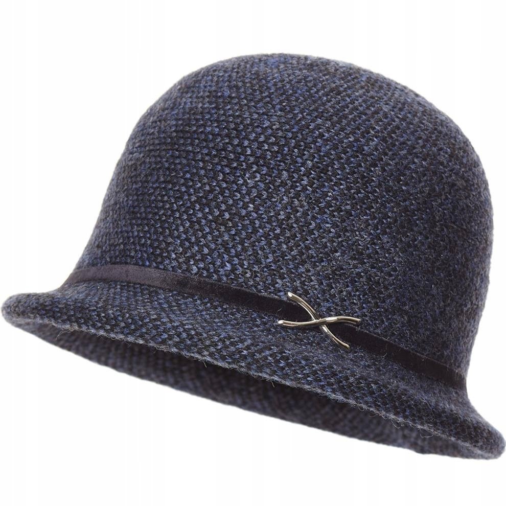 Kapelusz damski ELISABETTA Czarny/jeans pepitka