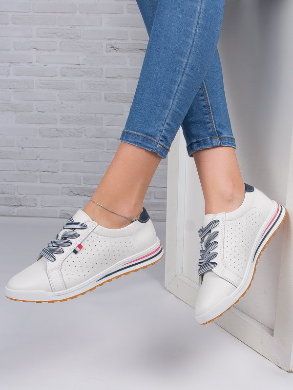 Filippo Półbuty damskie skórzane White Białe-38