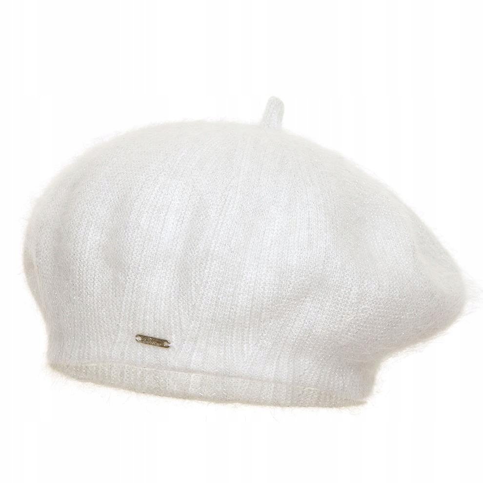 Beret damski z angory LIWIA Ecru