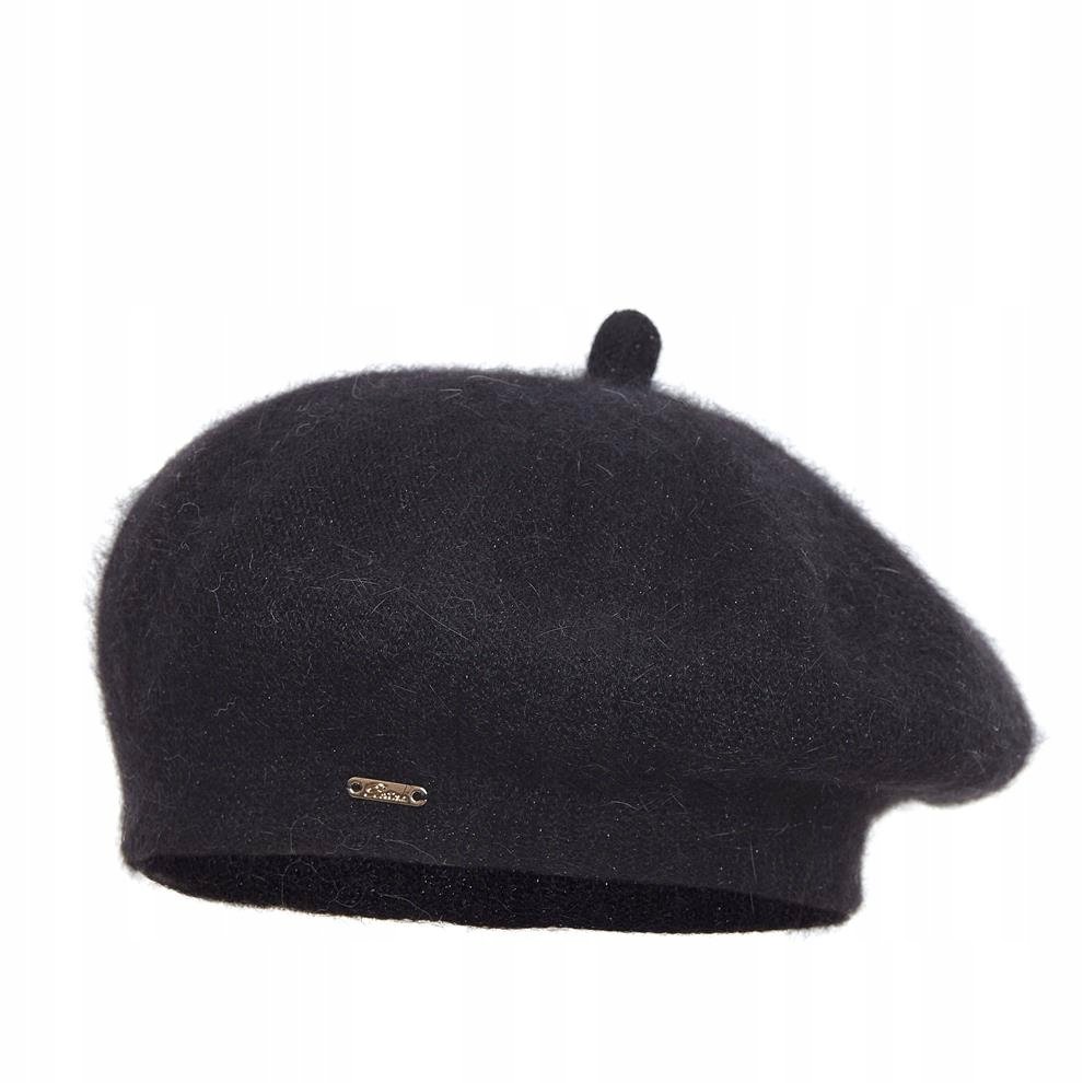 Beret damski z angory LIWIA Czarny