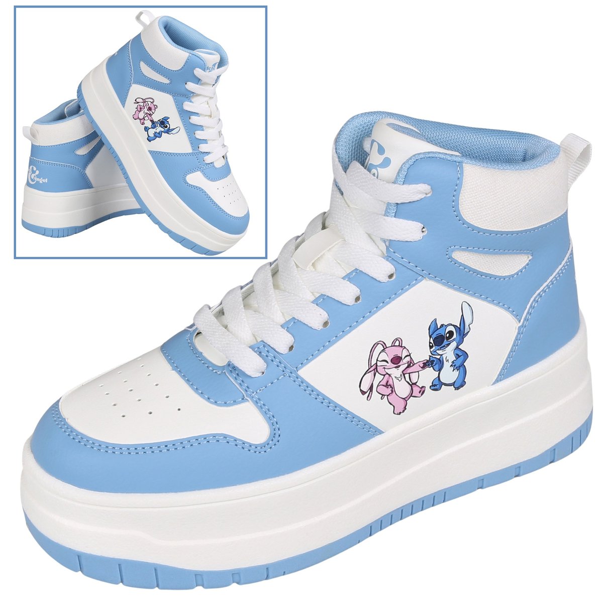 Stitch i Andzia Disney Damskie sneakersy wysokie, niebiesko-białe buty sportowe 41 EU