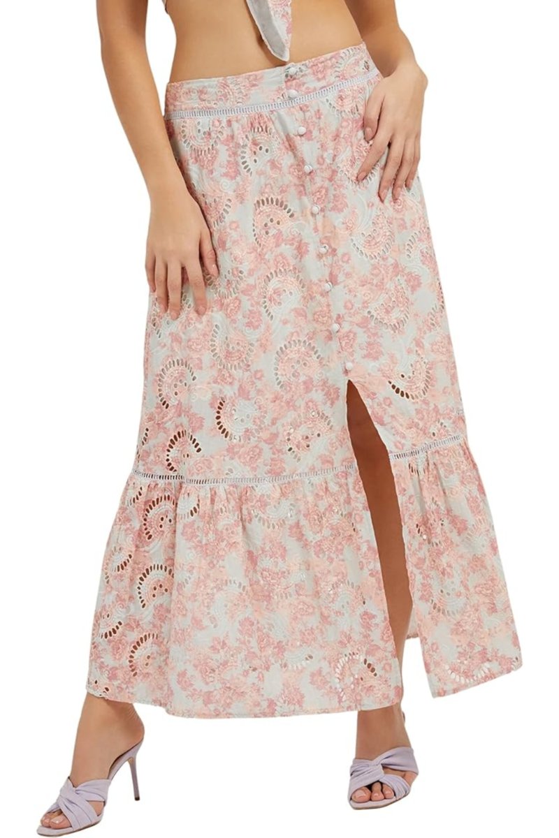 Spódnica damska Guess w kwiaty maxi bawełniana-XS