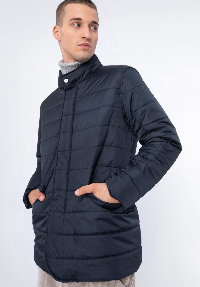Męska kurtka z nylonu pikowana granatowa XXXL