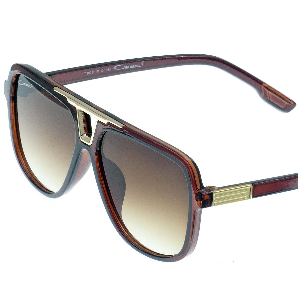 KOBIECE OKULARY PRZECIWSŁONECZNE MARKI CAMBELL BRĄZOWE NERDY Z ETUI