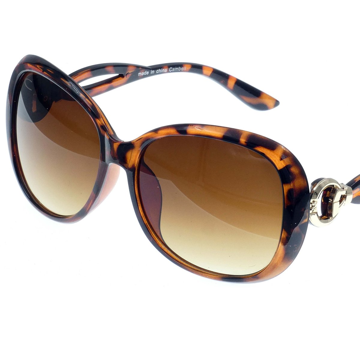 DAMSKIE OKULARY PRZECIWSŁONECZNE MARKI CAMBELL BRĄZOWE MUCHY Z ETUI