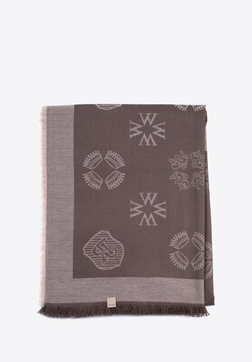 Damski szal z bambusem tkany w monogram brązowa
