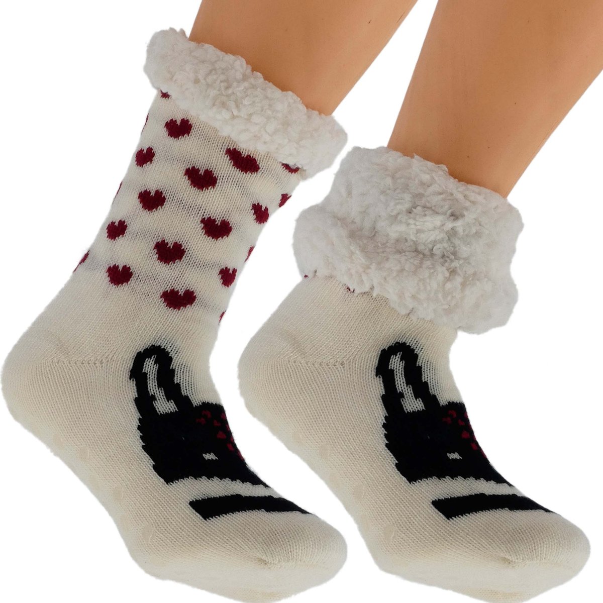 Skarpetki Damskie na Zimę Grube PODSZYTE MISIEM KOTEK 36-41