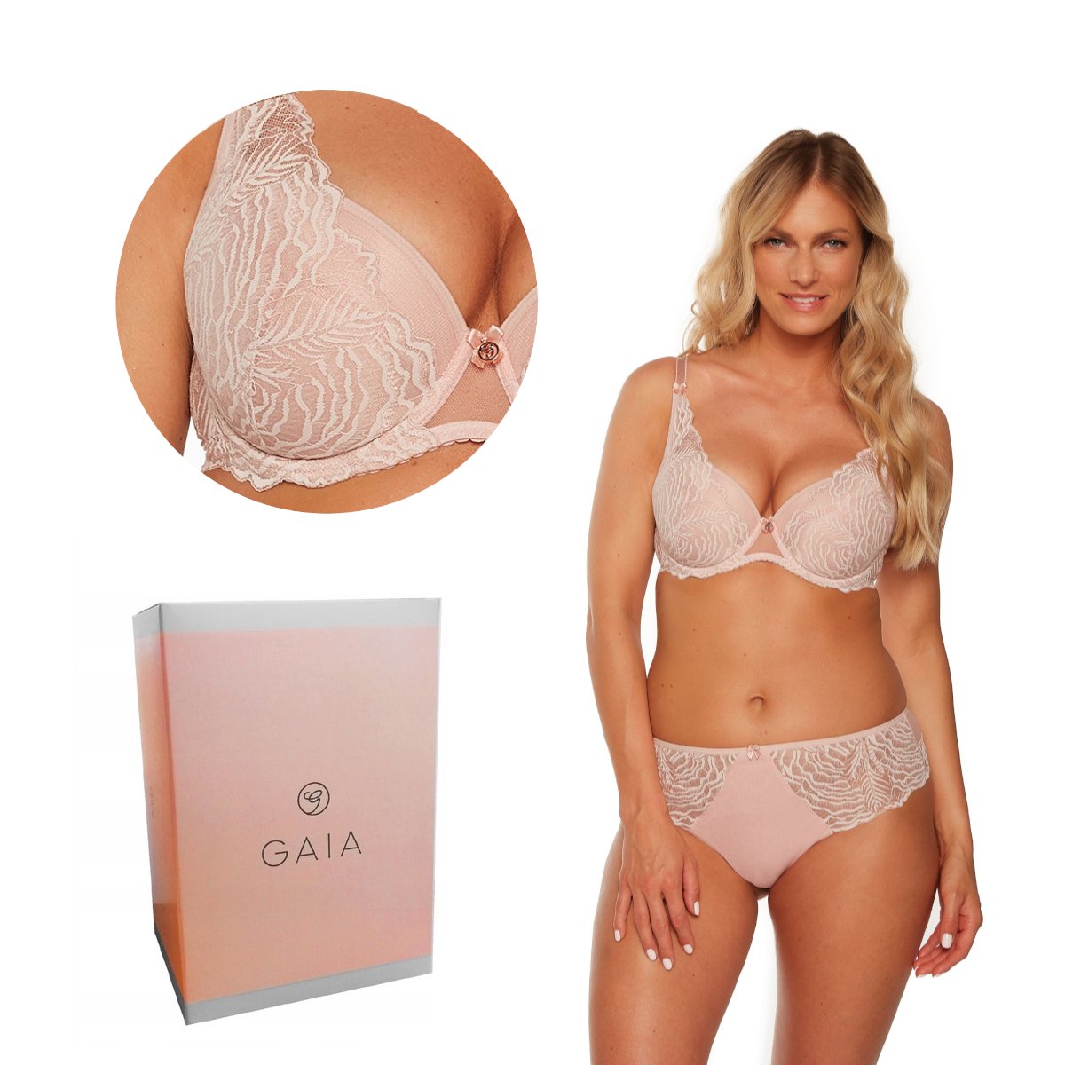 Biustonosz z koronką Push Up Abigail 1226 różowy  85B