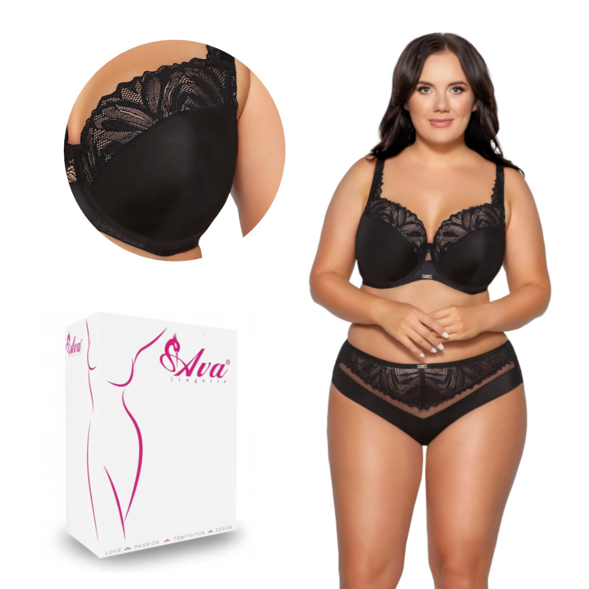 Biustonosz Full Cup AV 2107 usztywniany czarny  90G