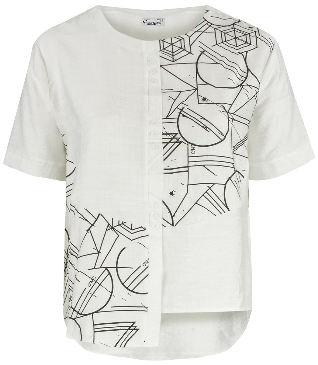 Koszula z krótkim rękawem asymetryczny przód i nadruk PANAMA-2XL/3XL
