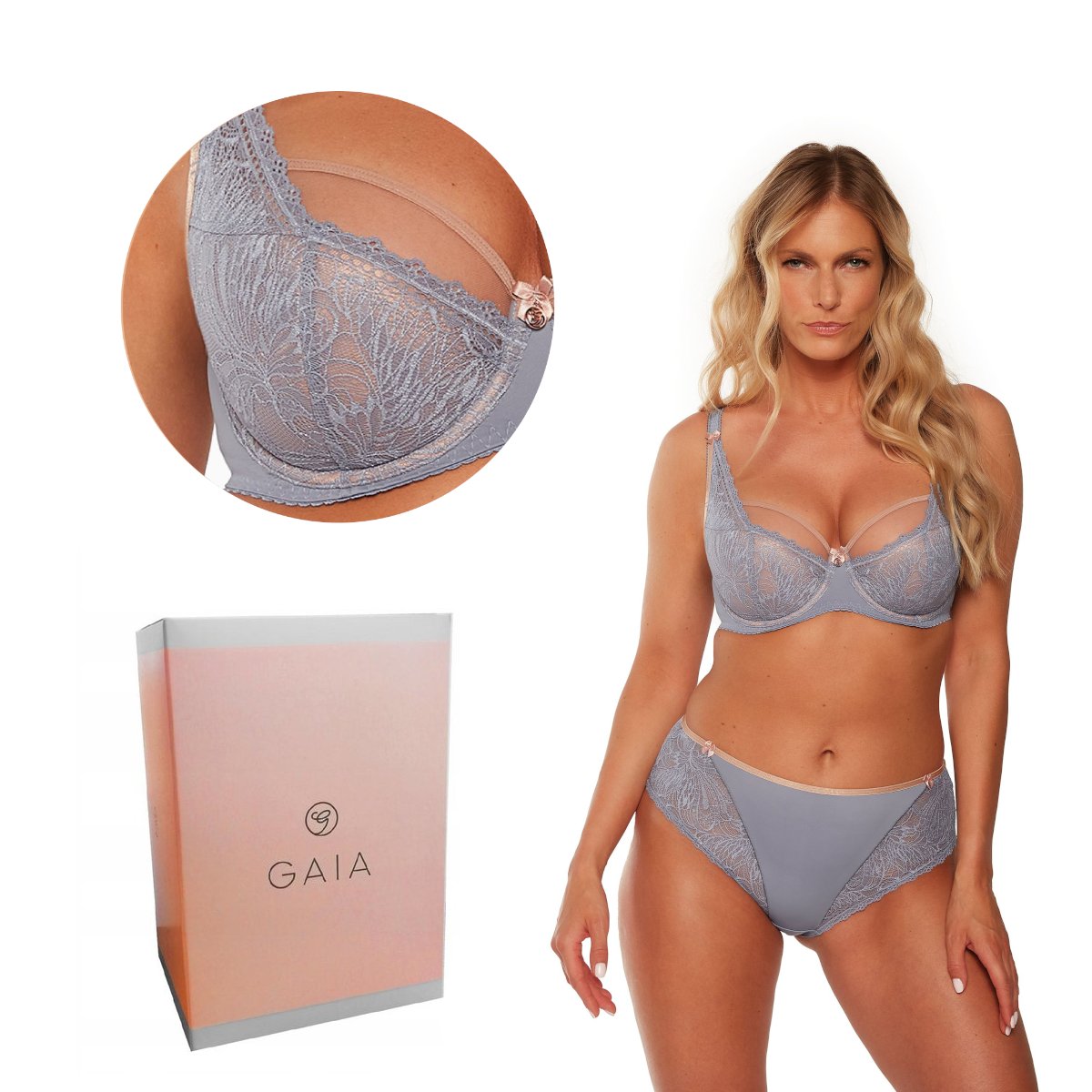 Biustonosz z koronką Semi-Soft Helenia 1249 półusztywniany niebieski  85F