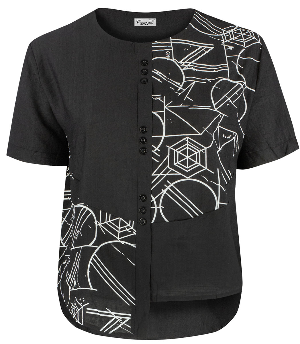 Koszula z krótkim rękawem asymetryczny przód i nadruk PANAMA-2XL/3XL