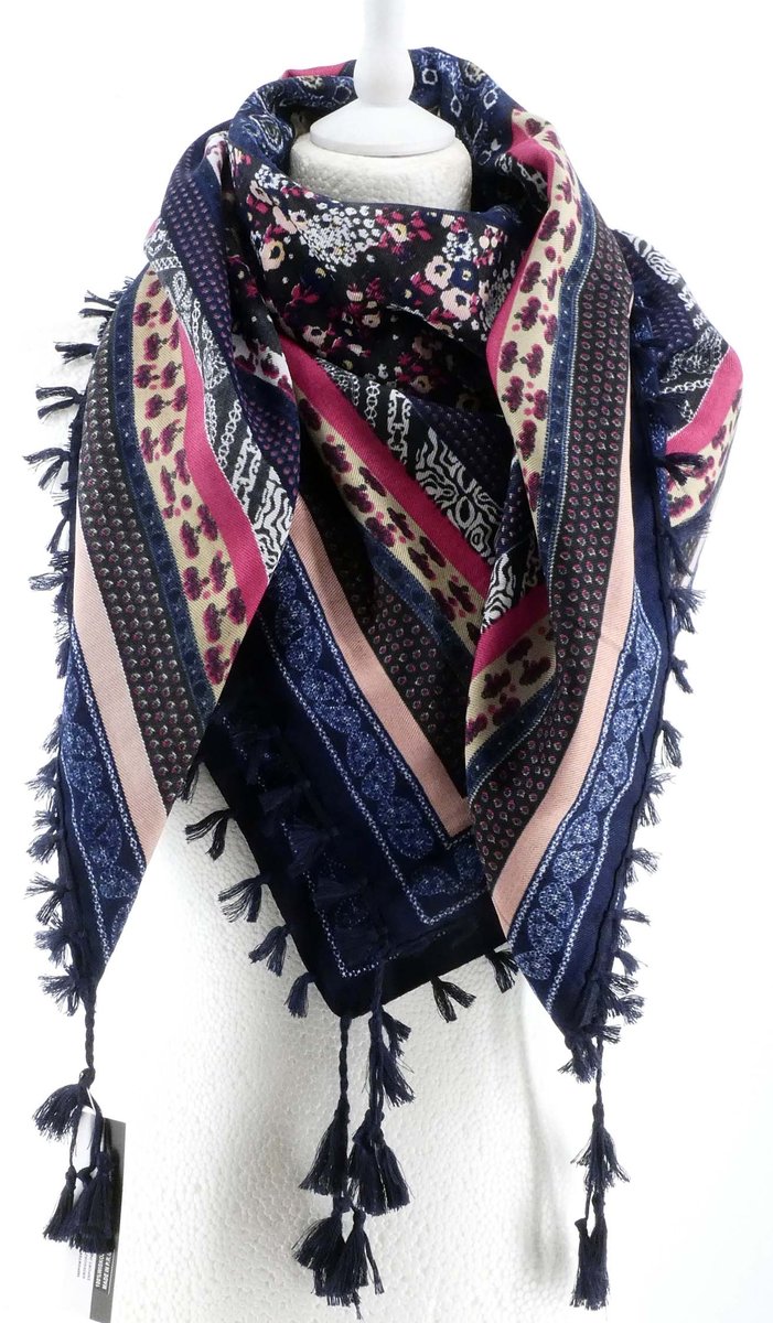 DAMSKA WIELOKOLOROWA CHUSTA APASZKA Z FRĘDZLAMI ETNO