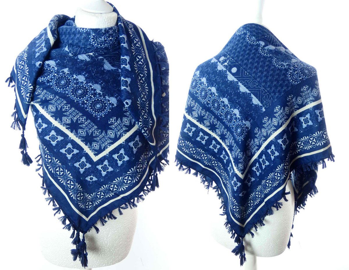 DAMSKA WZORZYSTA CHUSTA APASZKA ETNO Z FRĘDZLAMI