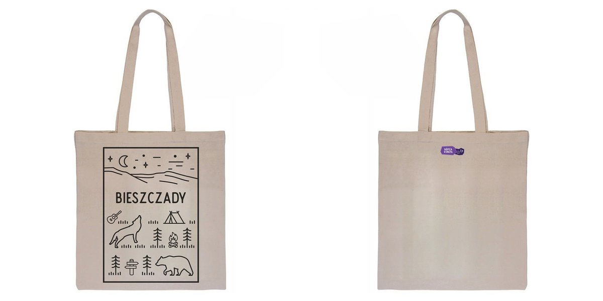 Torba bawełniana na zakupy Bieszczadzkie Nocne Niebo - Wilk - Niedźwiedź