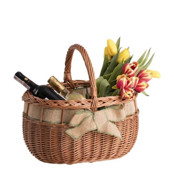 Wiklinowy Kosz na Zakupy w Kolorze Naturalnym 38x28 H24/36 cm-uniwersalny