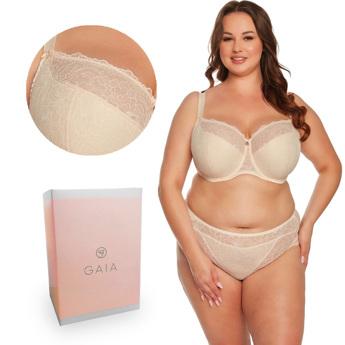 Biustonosz z koronką Semi-Soft Hannah MAXI 1207 półusztywniany beżowy  70L