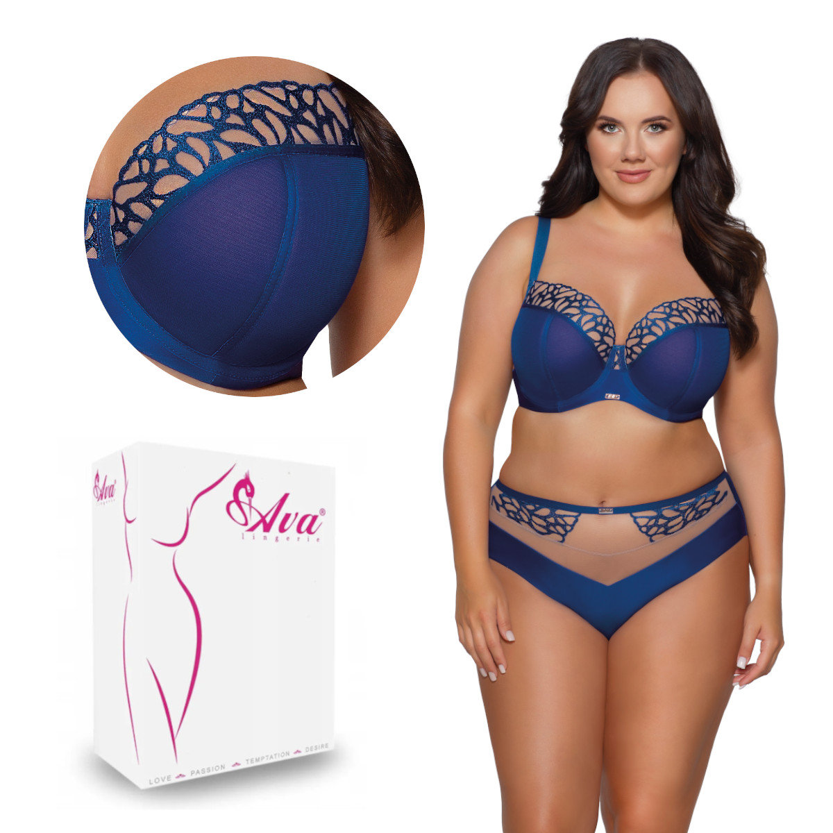 Biustonosz Semi Soft AV 2056 półusztywniany kobaltowy  105E