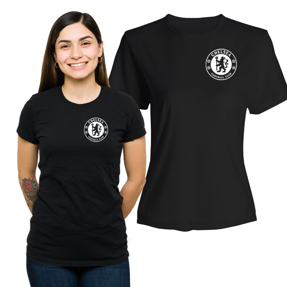 Koszulka Damska z Nadrukiem  Czarny T-shirt Prezent Chelsea XL