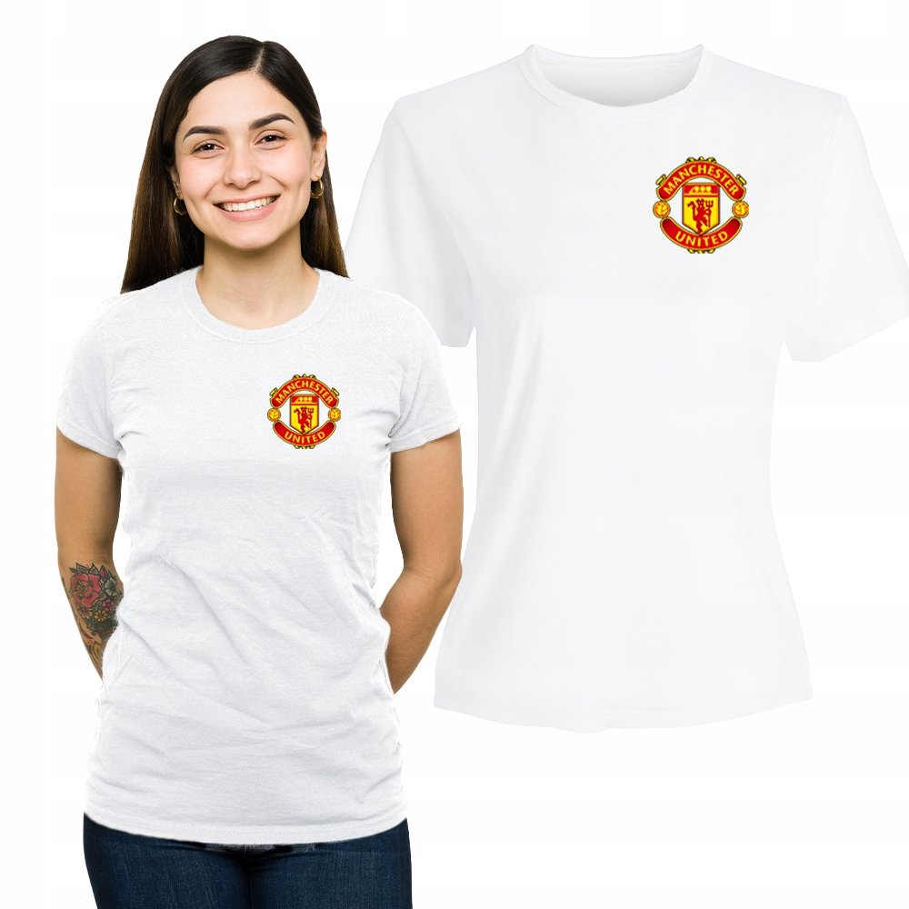 Koszulka Damska Biała z Nadrukiem  T-shirt Prezent Man Utd XL