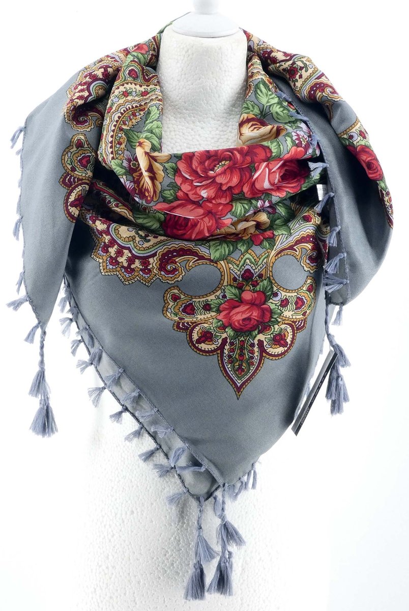 WIELOKOLOROWA CHUSTA APASZKA Z FRĘDZLAMI ETNO