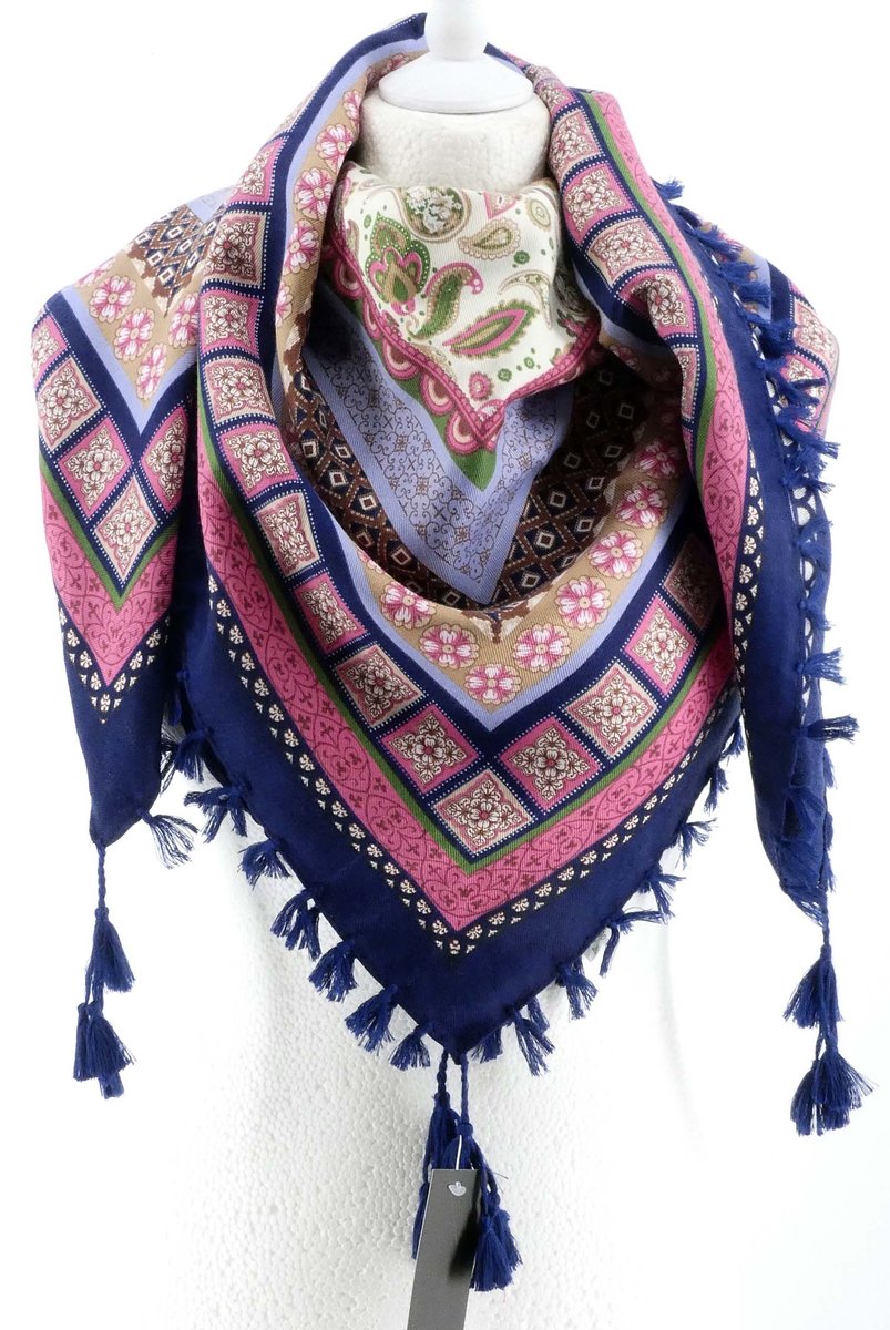 WIELOKOLOROWA CHUSTA APASZKA Z FRĘDZLAMI ETNO