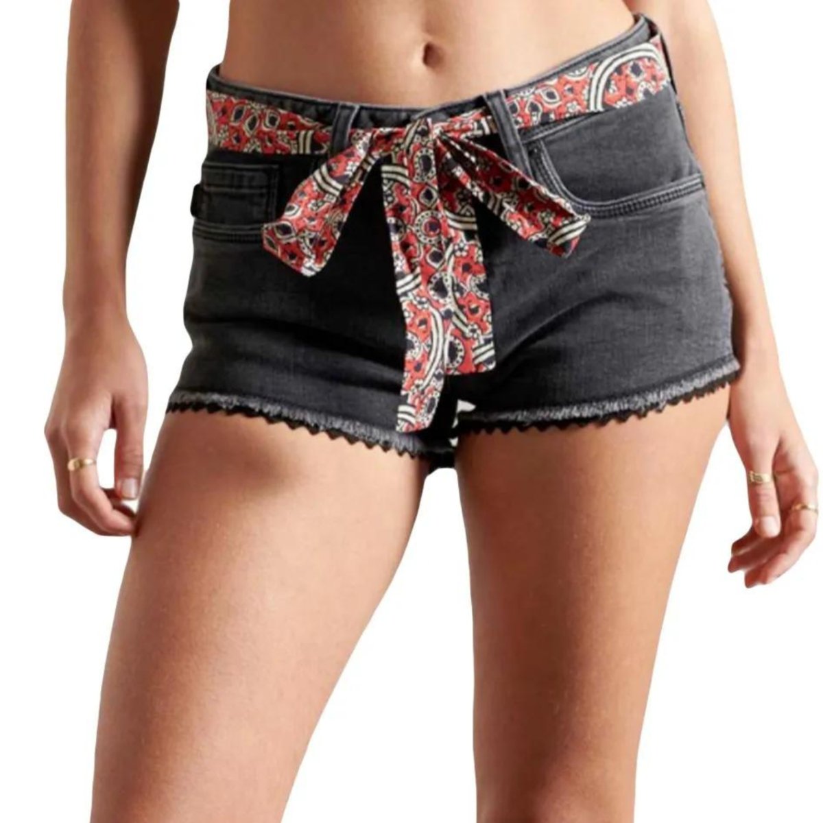 Spodenki damskie Superdry Lace Hot szorty jeansowe-W25