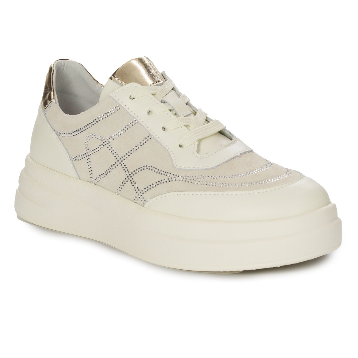 Artiker Sneakersy damskie beżowo-złoty-38