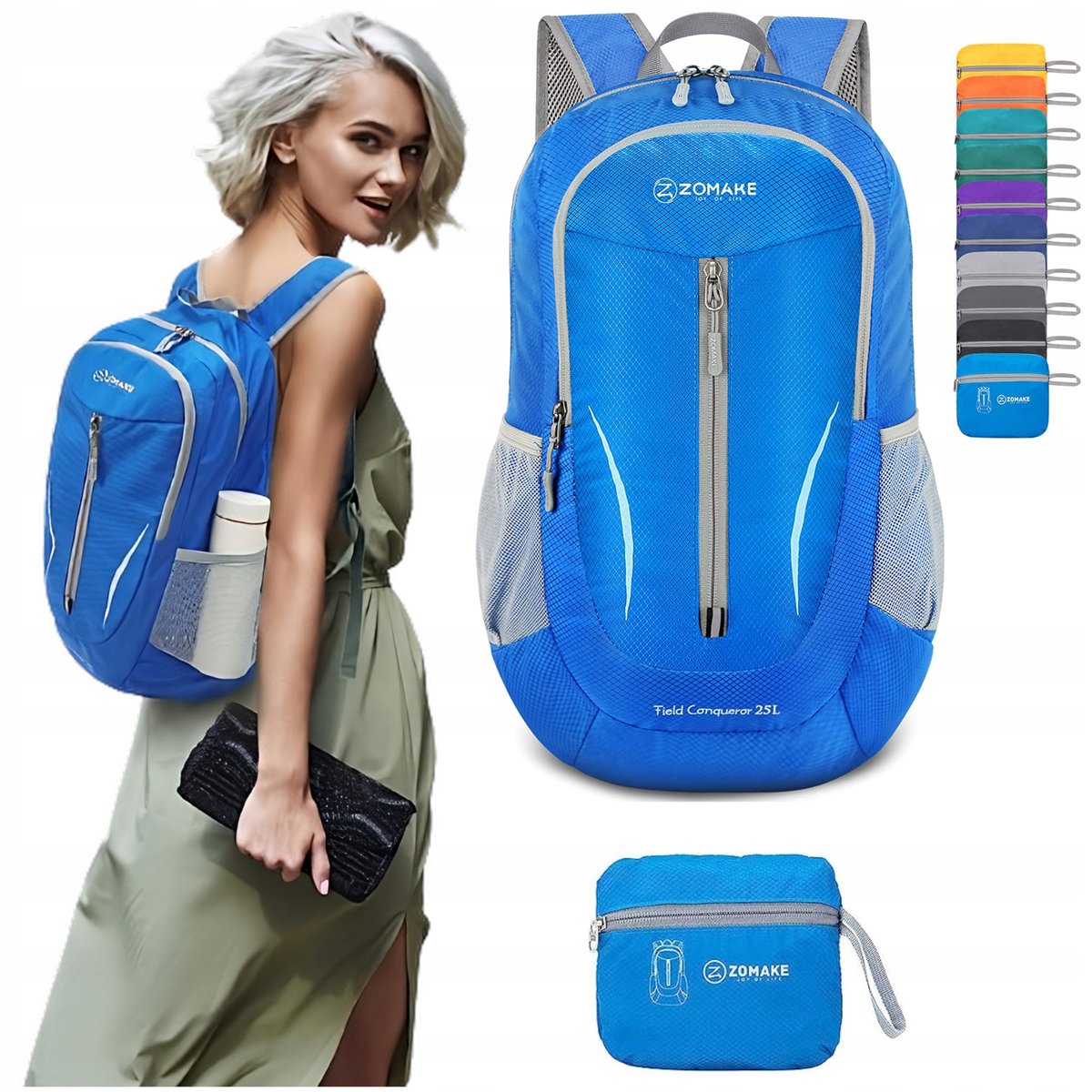 ULTRALEKKI SKŁADANY WODOODPORNY PLECAK TURYSTYCZNY