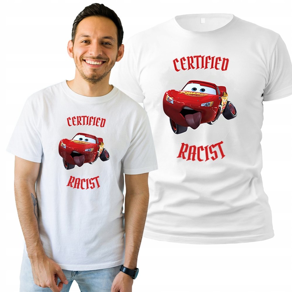 Koszulka Męska z Nadrukiem Bawełniana T-shirt Na Prezent Certified Racist S