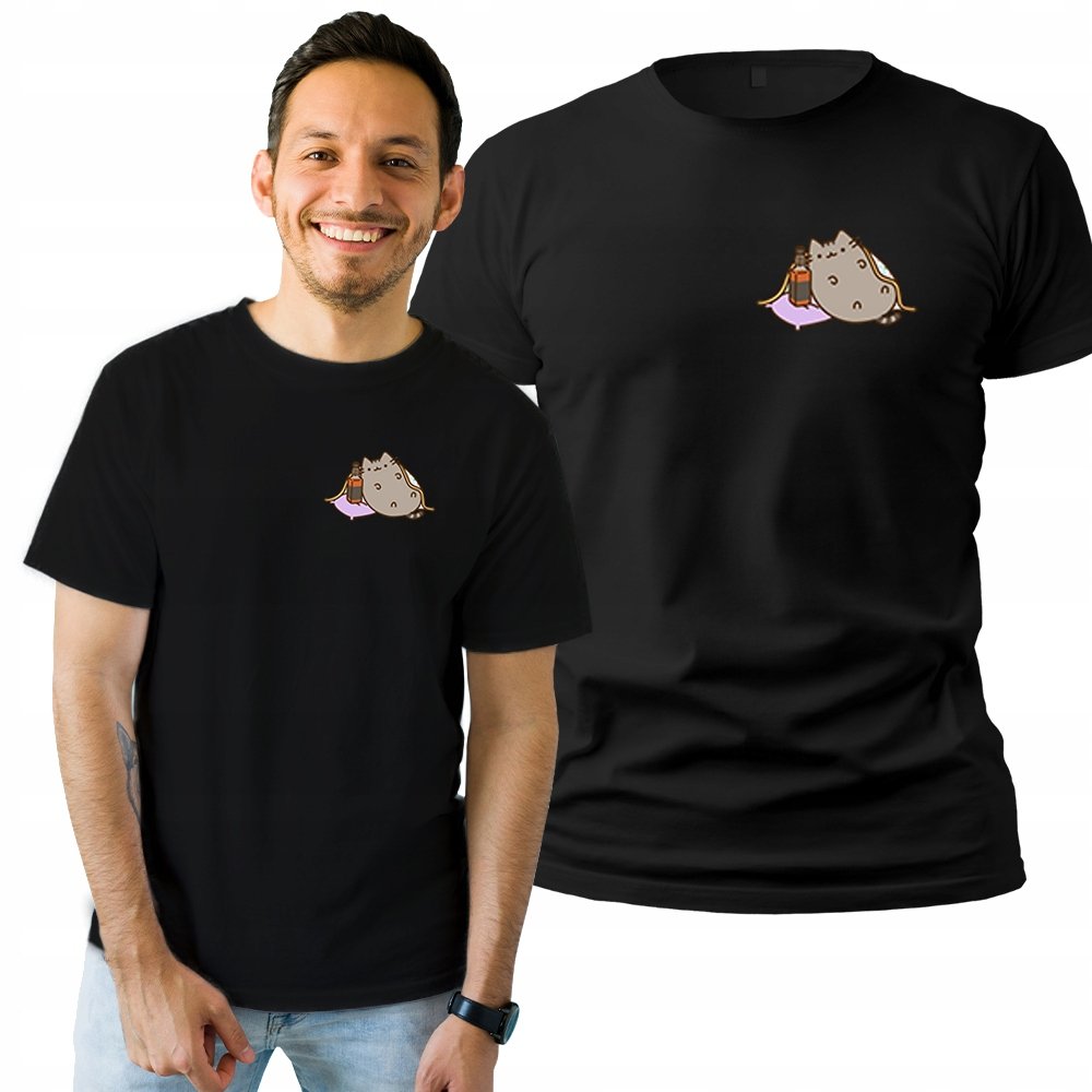 Koszulka Męska Bawełniana T-shirt Prezent Urodzinowy Nadruk Pusheen M