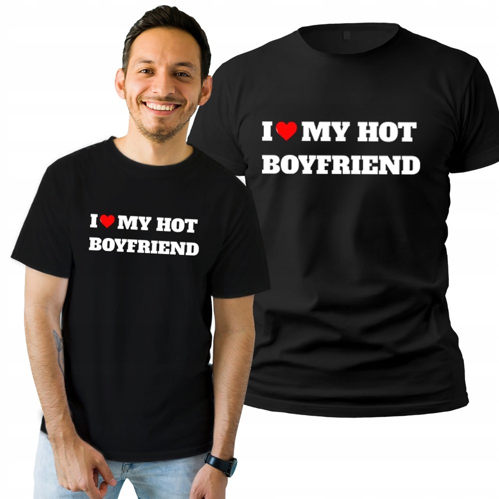 Koszulka Męska Bawełniana T-shirt Prezent Urodziny I Love My Boyfriend M